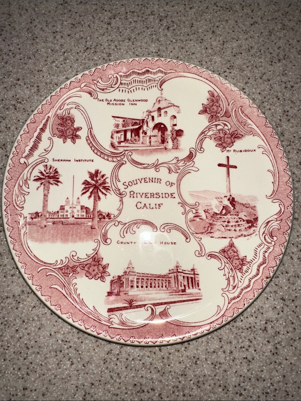 Staffordshire Riverside CA California Red Souvenir Collectible Plate